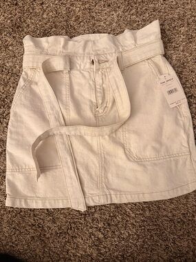 Free People Cream Utility Mini Skirt with Belt
